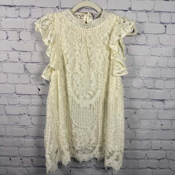 Sweet Lovely By Jen Tops - Sweet Lovely By Jen Ivory Lace High Neck Top